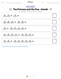 The Princess and the Pea - Danish printable worksheet preview