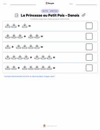 Aperçu de la feuille de travail imprimable La Princesse au petit pois - Danois