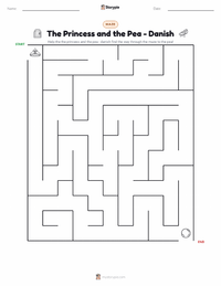 The Princess and the Pea - Danish printable worksheet preview