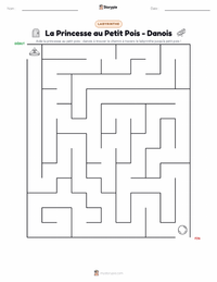 Aperçu de la feuille de travail imprimable La Princesse au petit pois - Danois
