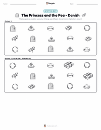 The Princess and the Pea - Danish printable worksheet preview