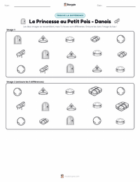 Aperçu de la feuille de travail imprimable La Princesse au petit pois - Danois