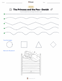 The Princess and the Pea - Danish printable worksheet preview