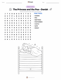 The Princess and the Pea - Danish printable worksheet preview