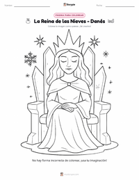 Página para colorear de La Reina de las Nieves - Danés para niños