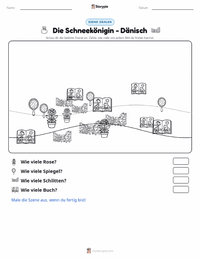 Die Schneekönigin - Dänisch druckbare Arbeitsblatt Vorschau
