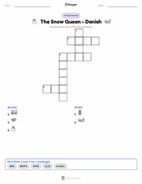 The Snow Queen - Danish printable worksheet preview