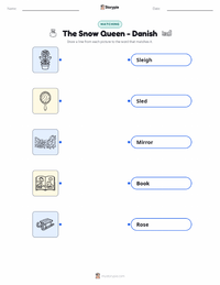 The Snow Queen - Danish printable worksheet for kids