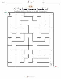 The Snow Queen - Danish printable worksheet preview