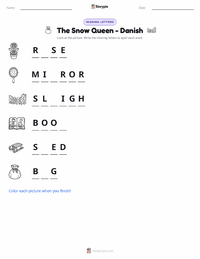 The Snow Queen - Danish printable worksheet preview