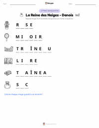 Aperçu de la feuille de travail imprimable La Reine des neiges - Danois