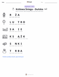 Podgląd drukowalnego arkusza ćwiczeń Królowa Śniegu - duńska