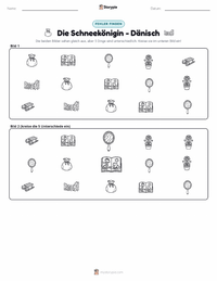 Die Schneekönigin - Dänisch druckbare Arbeitsblatt Vorschau