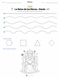 Vista previa de la hoja de trabajo imprimible de La Reina de las Nieves - Danés