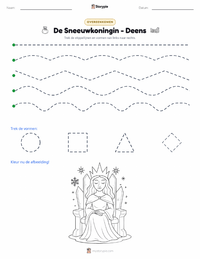 De Sneeuwkoningin - Deens afdrukbare werkblad voorbeeld