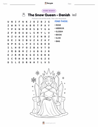 The Snow Queen - Danish printable worksheet preview