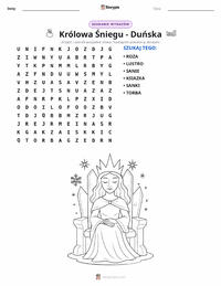 Podgląd drukowalnego arkusza ćwiczeń Królowa Śniegu - duńska