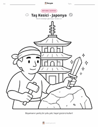Taş Kesici - Japon çocuklar için boyama sayfası