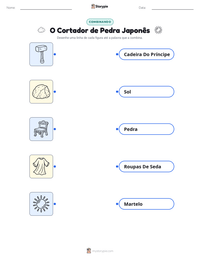 Prévia da folha de atividades imprimível O Cortador de Pedras - Japonês