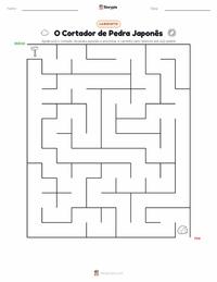 Prévia da folha de atividades imprimível O Cortador de Pedras - Japonês