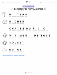 Feuille de travail imprimable Le Tailleur de Pierre - Japonais pour les enfants