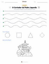 Prévia da folha de atividades imprimível O Cortador de Pedras - Japonês