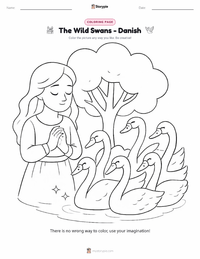 The Wild Swans - Danish coloring page for kids