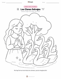 Página para colorear de Los cisnes salvajes - Danés para niños