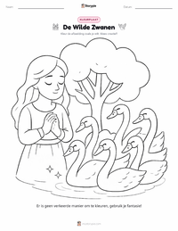 De Wilde Zwanen - Deens kleurplaat voor kinderen