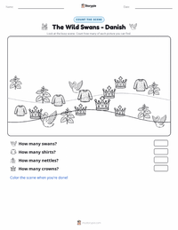 The Wild Swans - Danish printable worksheet preview