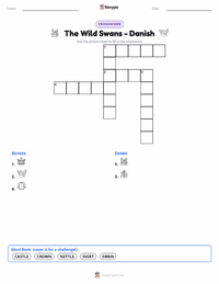 The Wild Swans - Danish printable worksheet preview