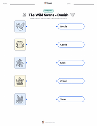The Wild Swans - Danish printable worksheet for kids
