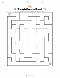 The Wild Swans - Danish printable worksheet preview