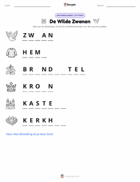De Wilde Zwanen - Deens afdrukbare werkblad voorbeeld