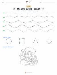 The Wild Swans - Danish printable worksheet preview