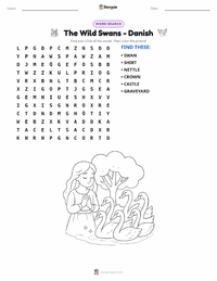 The Wild Swans - Danish printable worksheet preview