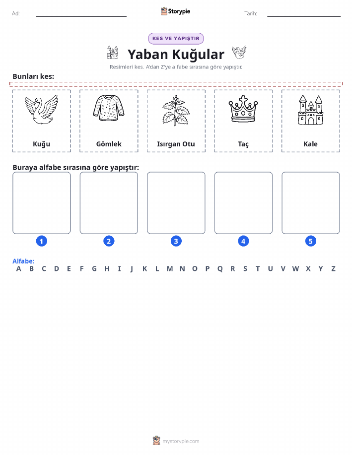 Kes & Yapıştır Alfabe