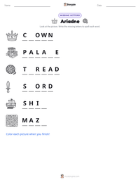 Ariadne printable worksheet preview