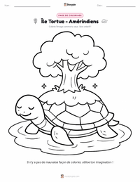 Page de coloriage Île de la Tortue - Amérindien pour les enfants