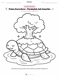 Halaman mewarnai Pulau Kura-Kura - Penduduk Asli Amerika untuk anak-anak