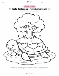 Pagina da colorare di Isola della Tartaruga - Nativi Americani per bambini