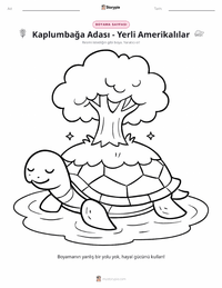 Kaplumbağa Adası - Yerli Amerikalı çocuklar için boyama sayfası
