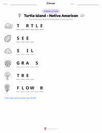Turtle Island - Native American printable worksheet preview
