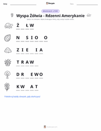 Podgląd drukowalnego arkusza ćwiczeń Wyspa Żółwia - Rdzenni Amerykanie