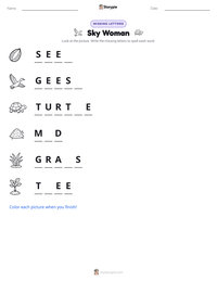 Sky Woman printable worksheet preview