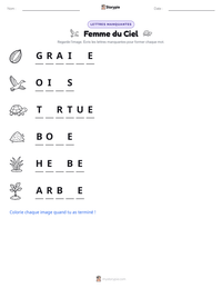 Aperçu de la feuille de travail imprimable Femme du Ciel
