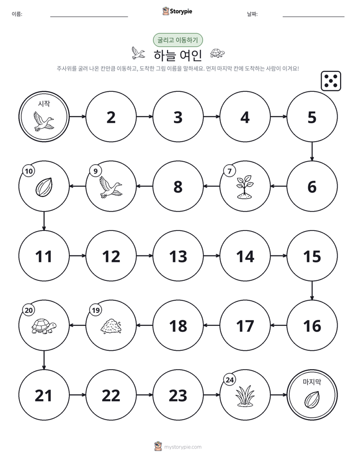 주사위 굴리고 이동하기 게임