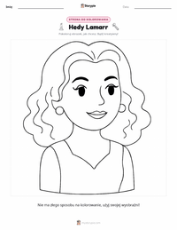 Strona do kolorowania Hedy Lamarr dla dzieci