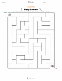 Vista previa de la hoja de trabajo imprimible de Hedy Lamarr