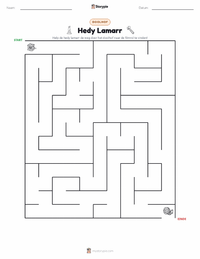 Hedy Lamarr afdrukbare werkblad voorbeeld